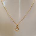 Gold plated white stone locket with chain for women- L254.
