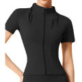 Aiithuug Yoga Tops Zipper Short Sleeve Gym Shirts Waist Slimmer Zip Up Sports Workout Top Fitness Jackets Running Slim Fit Tops. 