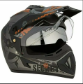 Vega Off Road Secret Full Face Helmet (Dull Black and Green, L). 