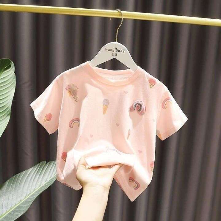 short%20sleeved%20t%20shirt%20children's%20top%20baby%20half%20sleeved%20girls'%20summer%20outfit%20Zhongmin%20one%20-%20Image%203