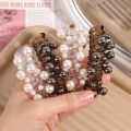 Women Girls Telephone Wire Hair Rubber Band Versatile Elastic Ponytail Holder Imitation Pearl Spiral Hair Tie Hair Accessories. 