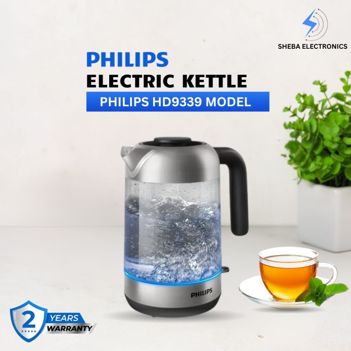 Philips 5000 Series HD9339 Glass Electric Kettle – 1.7L, 2200W Power, Modern Design
