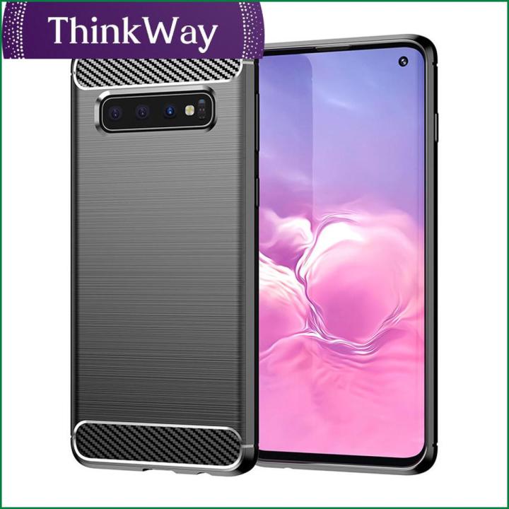 For Samsung Galaxy S10 Luxury Carbon Fiber Skin Soft Silicone