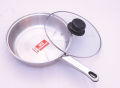 Stainless Steel Frying Pan with Glass Lid - 20 - Silver - Great Value - Upscaled Quality. 
