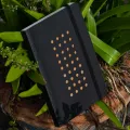 Daily Journal Black (Punch-Kraft) Dotted Grid Notebook with Elastic Band. 