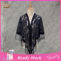 Summer Prom Scarf Flower Embroidery Washable Women Party Shawl.