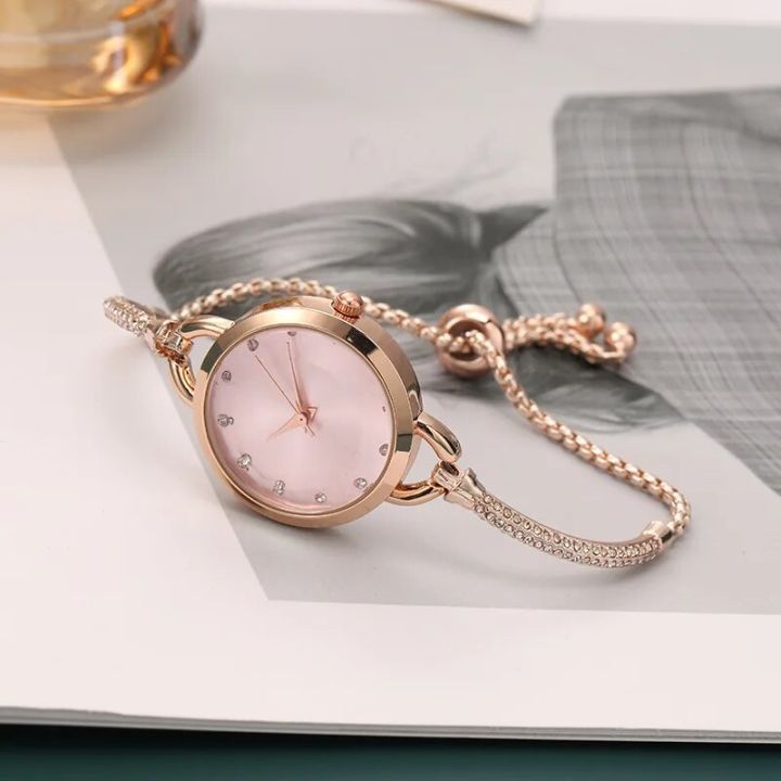 Elegant Cute Women Crystal Bracelet Watch Fashion Small Dial Quartz Watches Popular Wristwatch