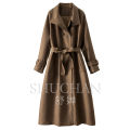 High Quality Worsted 80% Wool Lace-up Long Trench Coat Women Casaco Feminino Inverno Abrigo Invierno Para Mujer. 