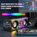 V8 Transparent Mecha Wireless Bluetooth Speaker Sound Light Rhythm Subwoofer TWS Stereo Cyberpunk Music Center Hands-free Call.