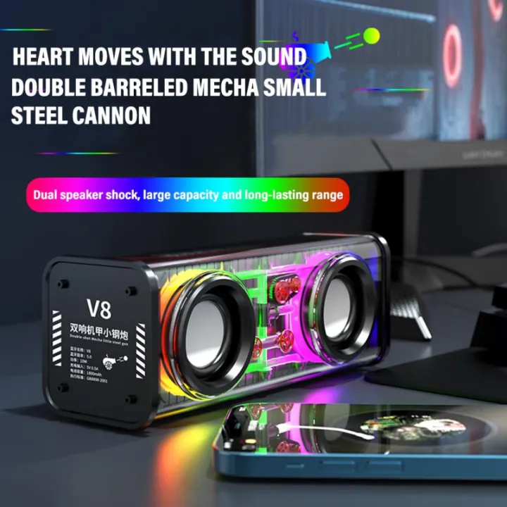 V8%20Transparent%20Mecha%20Wireless%20Bluetooth%20Speaker%20Sound%20Light%20Rhythm%20Subwoofer%20TWS%20Stereo%20Cyberpunk%20Music%20Center%20Hands-free%20Call%20-%20Image%205
