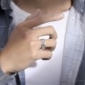 S990 Rotating Men's Ring Sterling Silver Personality Domineering Trend Six Character Mantra Vintage Rotating Single Index Finger Ring.