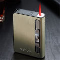 Gas Lighter Inside Cigarette Box Glossy Case Cigarettes Holder Automatic Storage Box. 