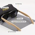 ShadeLux, Classic Vintage Square Frame Bamboo Temples Sunglasses, For Men Women Outdoor Party Vacation Travel Driving Supply Photo Prop. 