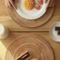 3X Rattan Woven Placemats Oval Round Table Mats Non Slip Heat Resistant Place Mat Natural Multipurpose Placemat 30X40cm. 