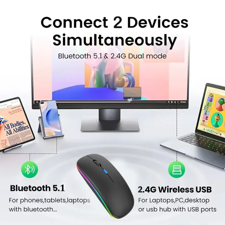 Rechargeable%20Mouse%20Dual%20Mode%20Rechargeable%20Wireless%20Mouse%20Bluetooth%205.0%202.4%20GHz%20Optical%20Wireless%20Mouse%201600DPI%20-%20Mouse%20-%20Image%203