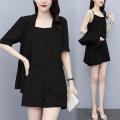 Three-Piece Suit for Fat Girls Coat Shorts Fashion Suit Simple Style Loose New Summer Large Size Women's Clothing.