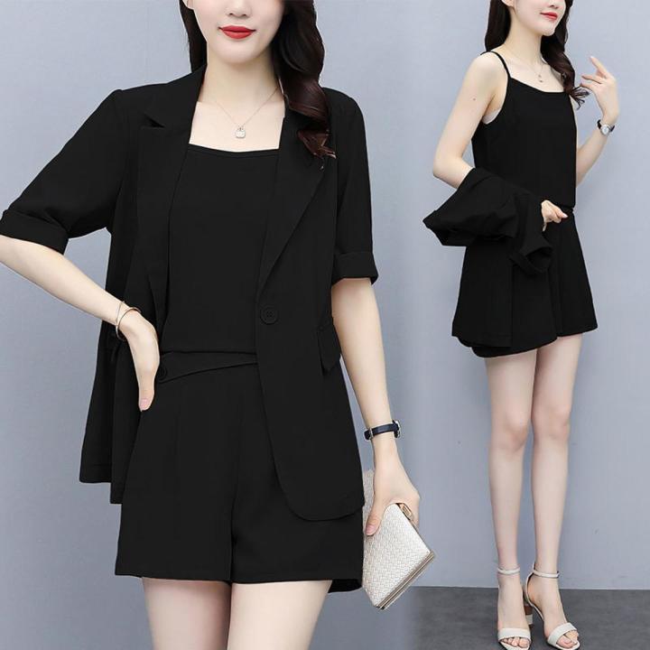 Three-Piece Suit for Fat Girls Coat Shorts Fashion Suit Simple Style Loose New Summer Large Size Women's Clothing