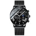 CRNAIRA C829 Men's Quartz Watch Stainless Steel Mesh Watches Calendar Wristwatch for Men.