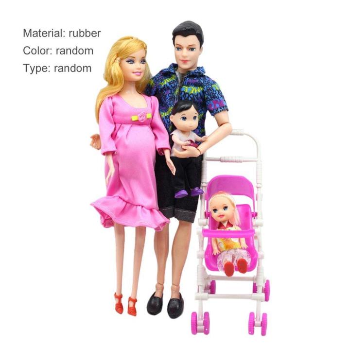 NYT%205%20People%20Dolls%20Suit%20Pregnant%20Doll%20Family%20Mom+Dad+Baby%20Son+2%20Kids+Baby%20Carriage%20-%20Image%202