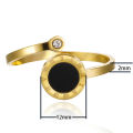[ New ] Japanese and Korean Simple Rhinestone Black round Personalized Ring Female Boutique Titanium Steel Fashion Design Light Luxury All-Match Earrings. 