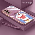 Samsung Galaxy A25 A15 5G A35 A55 5G Glossy Lucky Doraemon Casing Square Edges Plating Back TPU Soft Case Cover. 