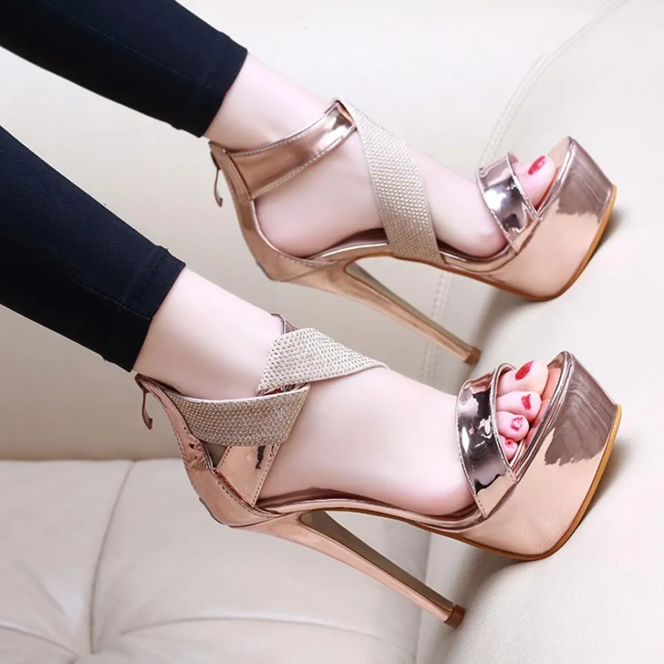 Women Slip Pointed Toe Super High Spike HeelShoes Buckle Strap