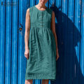 ZANZEA Womens Summer Sleeveless Tank Dress Casual Solid Cotton A-Line Midi Dresses #15. 