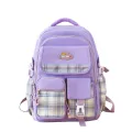 New children's school bag for primary school students 3-6 grade checkered color-blocking, ultra-lightweight burden reduction spine protection backpack for foreign trade. 