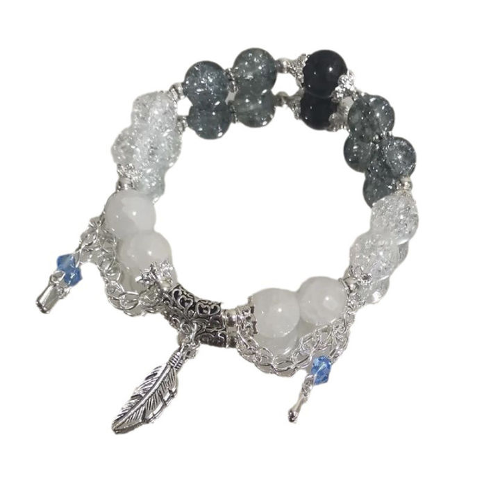 Fashion Chinese Style Feather Butterfly Pendant Beaded Bracelet