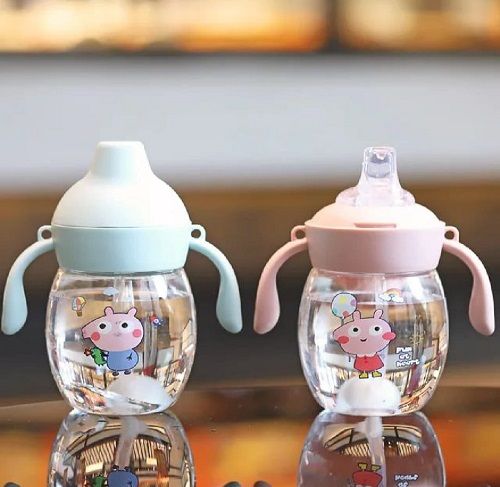 Baby Kettle Duck Beak Children's Straw Water Cup Learning Baby Drinking Water and Milk Leak-proof Drinking Cup- 1pcs [Color as per stock]