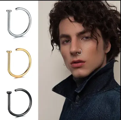 Fashion Titanium Steel D Shape Nose Piercing Nose Ring Body