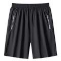 Summer thin sports straight tube loose casual shorts, ice silk quick drying 5-inch pants, floral zipper, men's large size. 