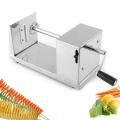 Manual Stainless Steel Twisted Potato Slicer Fry Potato Vegetable Spiral shaped cutter Kitchen Accessories Chopper Potato Chip-Silver.