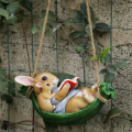 Swing Rabbit Garden Ornament Courtyard Outdoor Indoor Tree Hanging Resin Swing Decoration Pendant Balcony Animal Crafts Durable. 