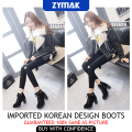 Women Boots Shoes With Heel WB-85 Imported Korean Design PU Leather Ankle Boots Western Outfit Leg Toe Cover Fashionable Shoes For Girls And Ladies. 