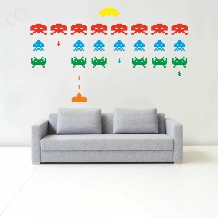 Gamer%20Vinyl%20Stickers%20SPACE%20INVADERS%20Video%20Game%20Play%20Room%20Wall%20Decal%20-%20Image%202