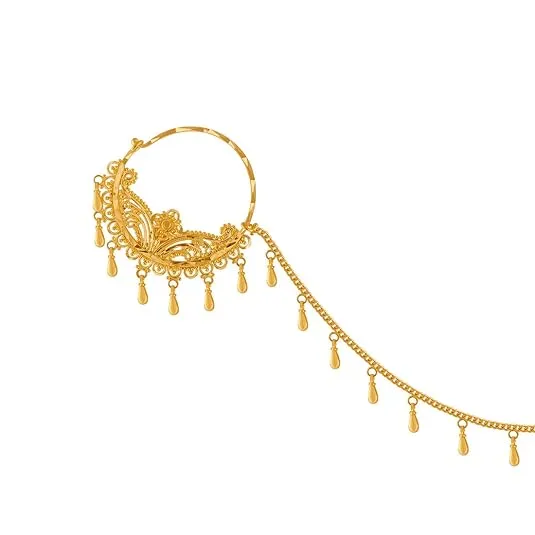 Bridal nath with tana one gram gold for women no piercing