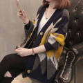 Fashion Casual Women Sweater Cardigan Autumn And Winter Loose Korean Version Thickened New Style With Knitted Medium Length Coat. 
