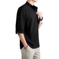 linen shirt men's solid color shirt loose men's Chinese style summer cotton linen men's casual jacket seven rui silver. 