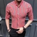 2023 New Shirts for Men Clothing Korean Slim Fit Half Sleeve Shirt Mens Casual Plus Size Business Formal Wear Chemise Homme 5XL.