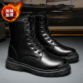 Chelsea Martin Boots Men's 2023 New Cargo Boots Non-slip Waterproof Cotton Boots Mid-Barrel British Leather Shoes Biker Boots Men. 