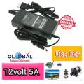 12v 5a Adaptor AC DC adapter 12V 5a CCTV power supply Charger (Connector size: 5.5mm x 2.5mm ) Multi purpose use Power Supply AC110-220V.