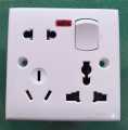 Circle 8 Pin13A Multi Function All Rounder Combined Socket with Switch 8 Pin Electrical Wall Outlet with Indicator. 