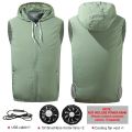 Men Summer USB Charg  Air Conditioning Clothing Fan Cooling Vest Cooling Srt Man Vest Outdoor Cooling-Q292 GY Suit. 