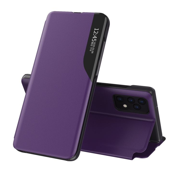 For%20Samsung%20Galaxy%20A52/Galaxy%20A52%205G%20Smart%20View%20Window%20Flip%20Stand%20Cover%20PU%20Leather%20Protective%20Case%20-%20Image%202