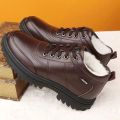 2023 New Autumn and Winter Cotton Shoes Men's New Fleece Thickened Leather Casual Shoes Snow Boots Fashion and Versatile Trend. 
