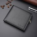 Men's PU Leather Wallet Business Multi-Card Wallet Zipper Coin Purse Credit Card Holder Two-fold Casual Pure Color Short Wallet.