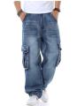 Men Jeans Baggy Hip Hop Jeans Multi Pockets Skateboard Cargo Jeans For Men Tactical Joggers Denim Pants Size 38-46. 