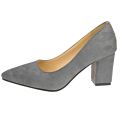 Aphixta Shoes Square Heel Women Pointed Toe Pumps Fashion Gray High Heels Flock Leather Black Party Shoes Plus Big size 47 48 50. 