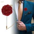 Men Cloth Rose Flower Lapel Pin for Men, Rose Floral Brooch, Handmade Boutonniere Pins for Suit Lapel Pin Wedding Brooch.
